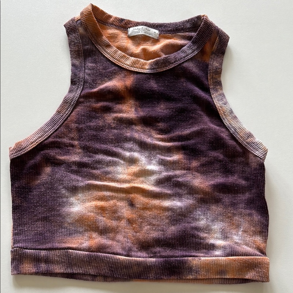 Tie-Dye Crop Top in Purple and Orange